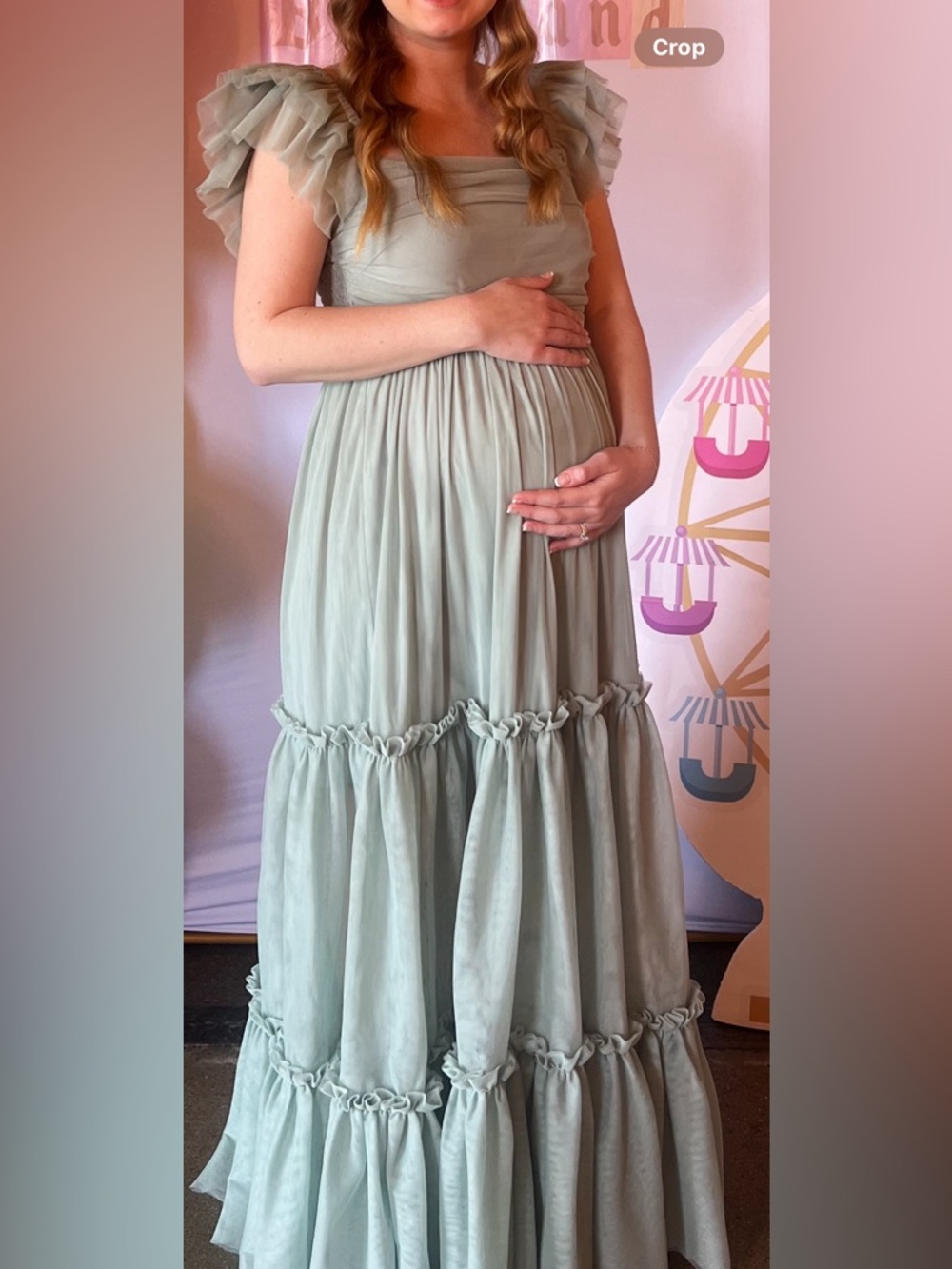 Light Sage Ruffled Tiered Maxi Dress